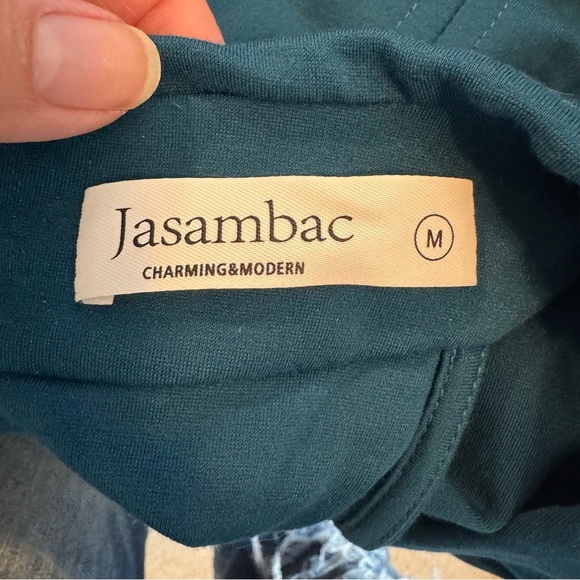 JASAMBAC Midi Criss Cross Halter Neck Sleeveless Ruffle Hem Dress with Belt - Picture 9 of 11